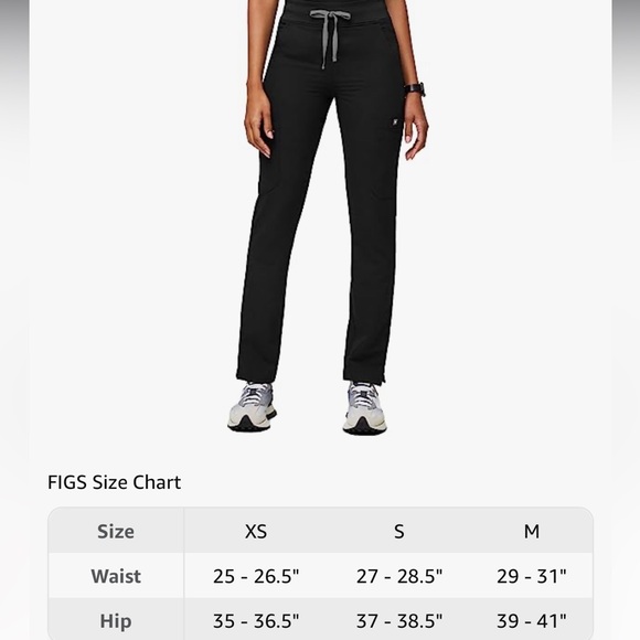 Black womens fig pants size small/T FIGS YOLA High Waisted Skinny Scrub Pants - Picture 15 of 15